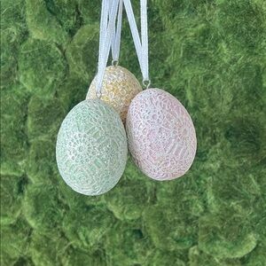 GANZ Set of 3 Pastel Lace Egg Ornaments Trio